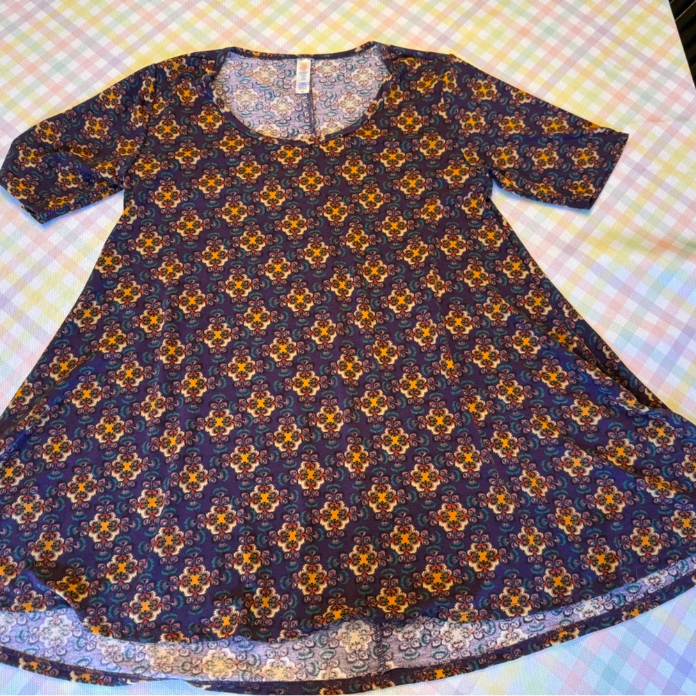 LuLaRoe Floral Purple and Green Dress
